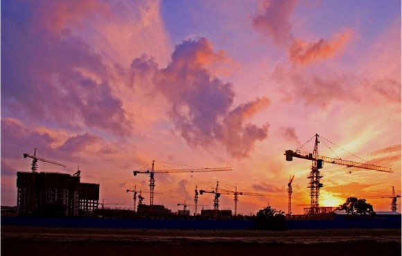 Construction site at night